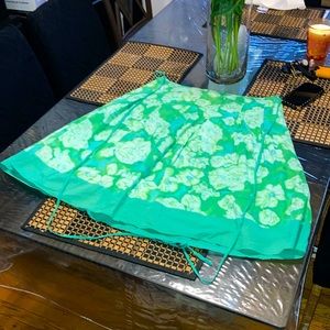 Green floral skirt with zipper and matching top